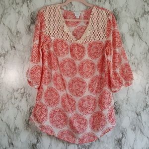 🌸 Calypso St. Barth Silk Crochet Blouse Top T148